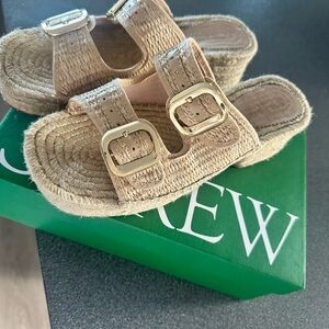 J. Crew Natural Straw Espadrille Platform Slides